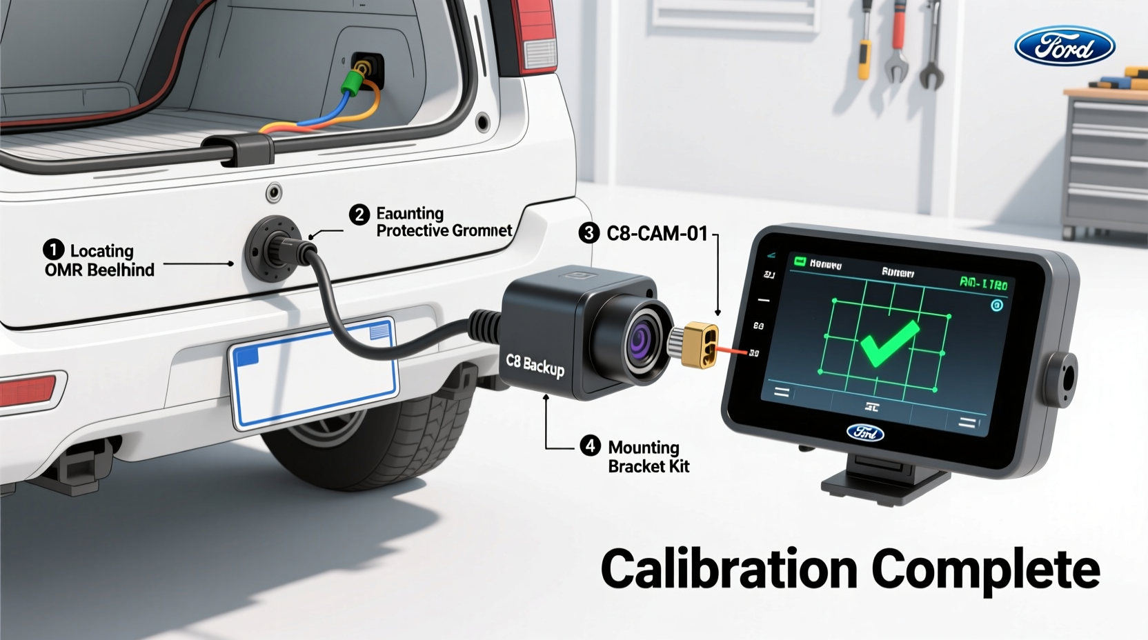 c8 backup camera install