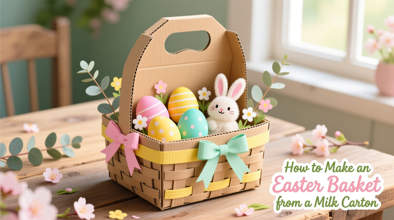 how to make easter basket with milk carton