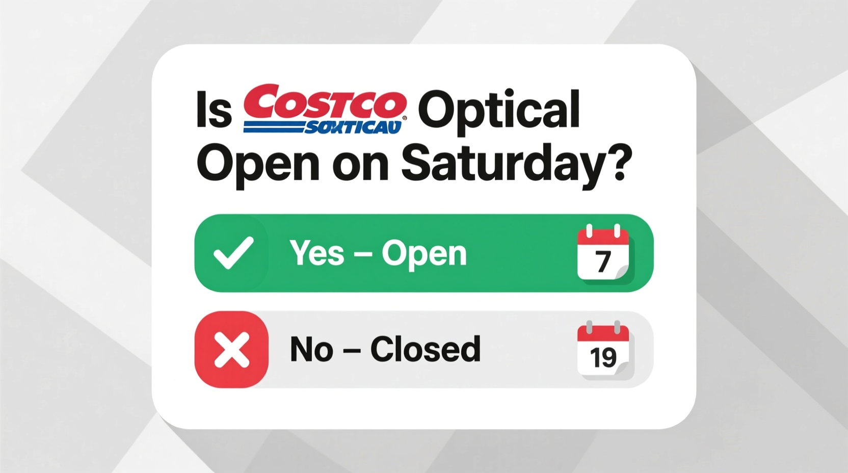 is costco optical open on saturday