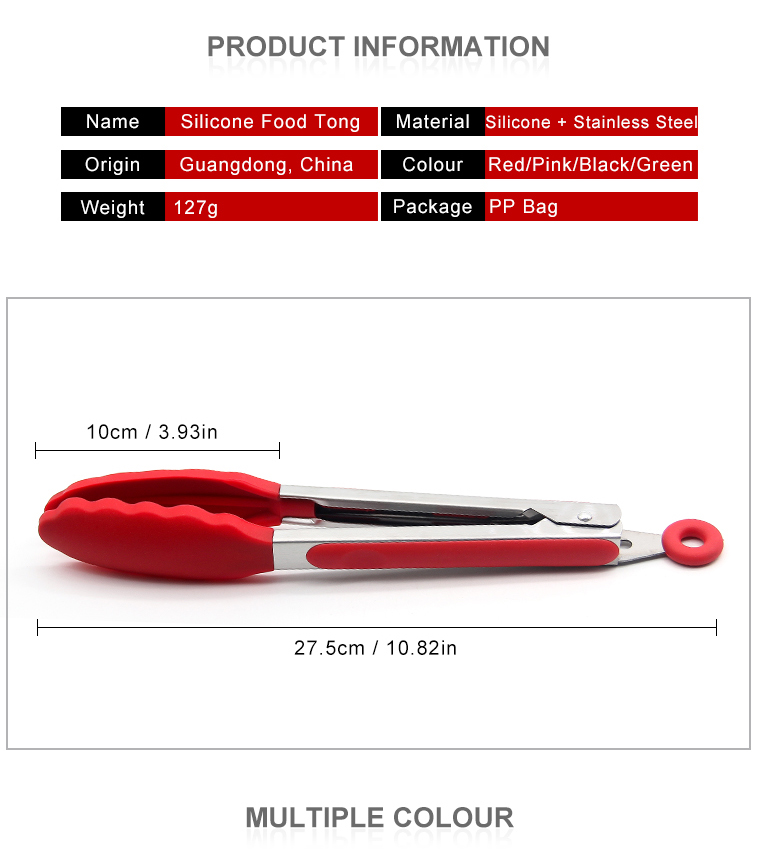 Ready To Ship low MOQ durable food grade Kitchen using tool silicone BBQ tong for food
