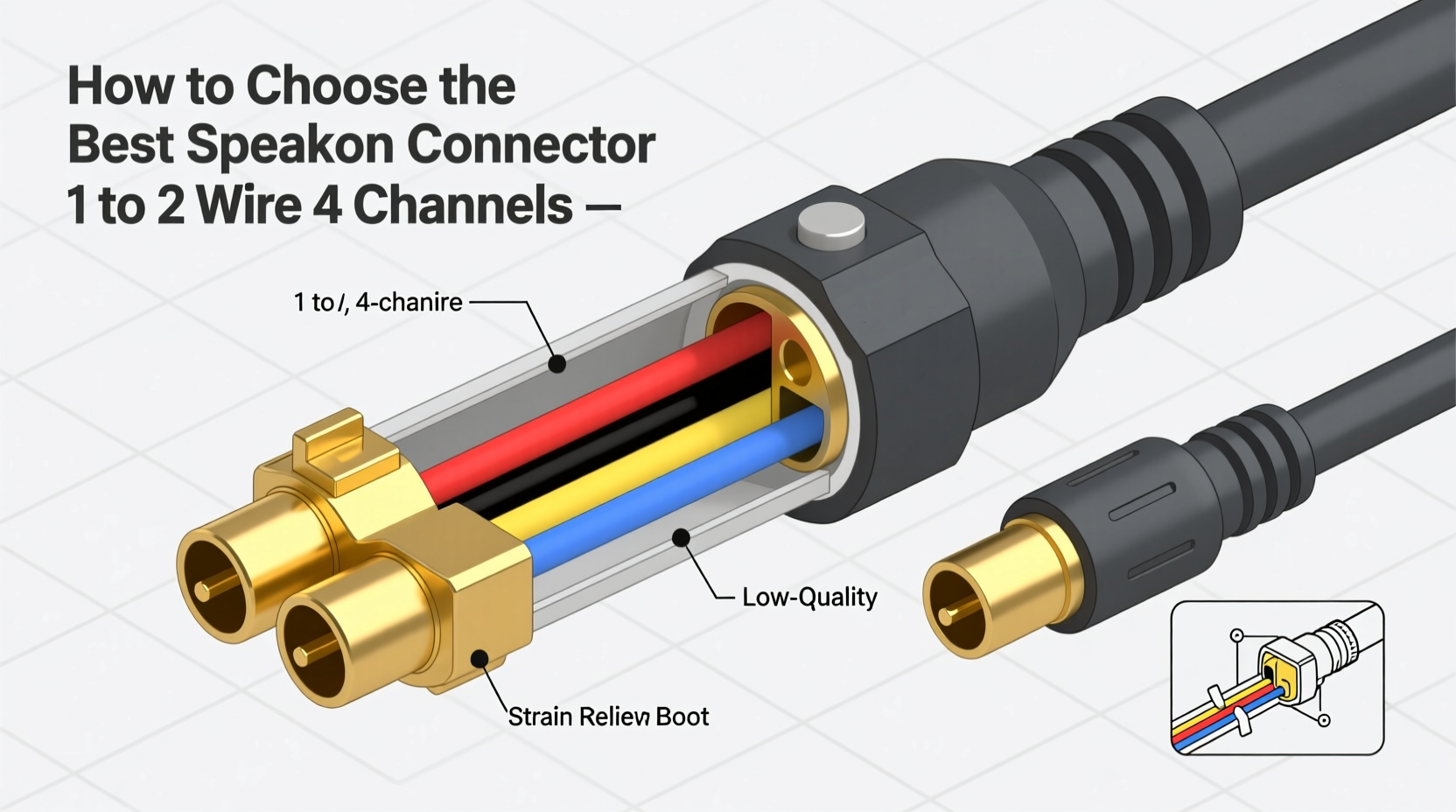 speakon connector 1 to 2 wire 4 channels