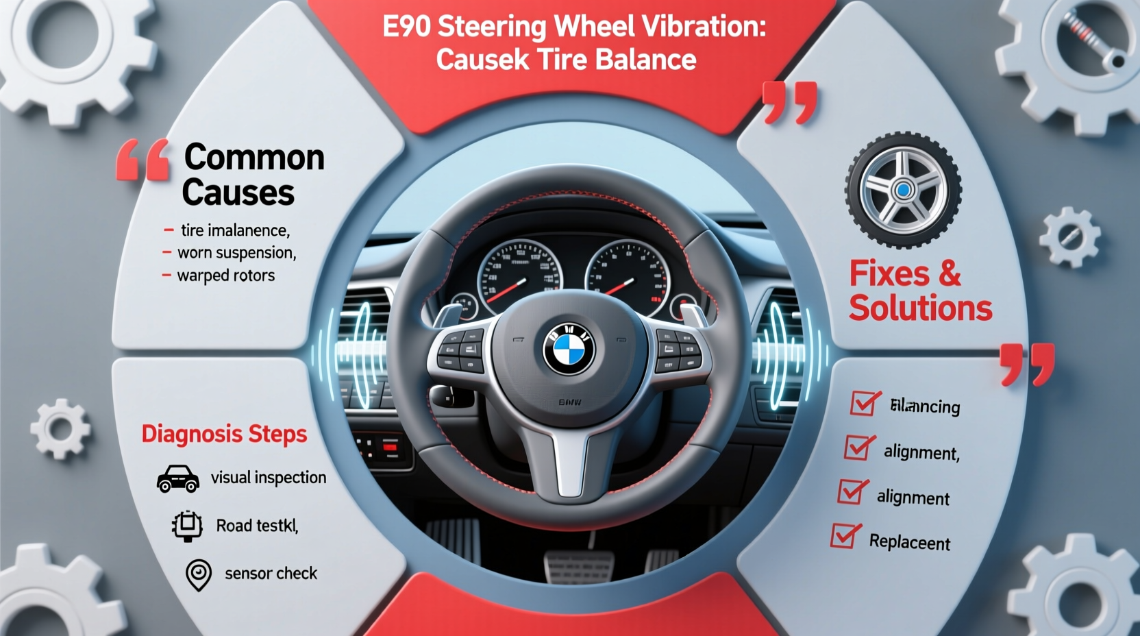 e90 steering wheel vibration