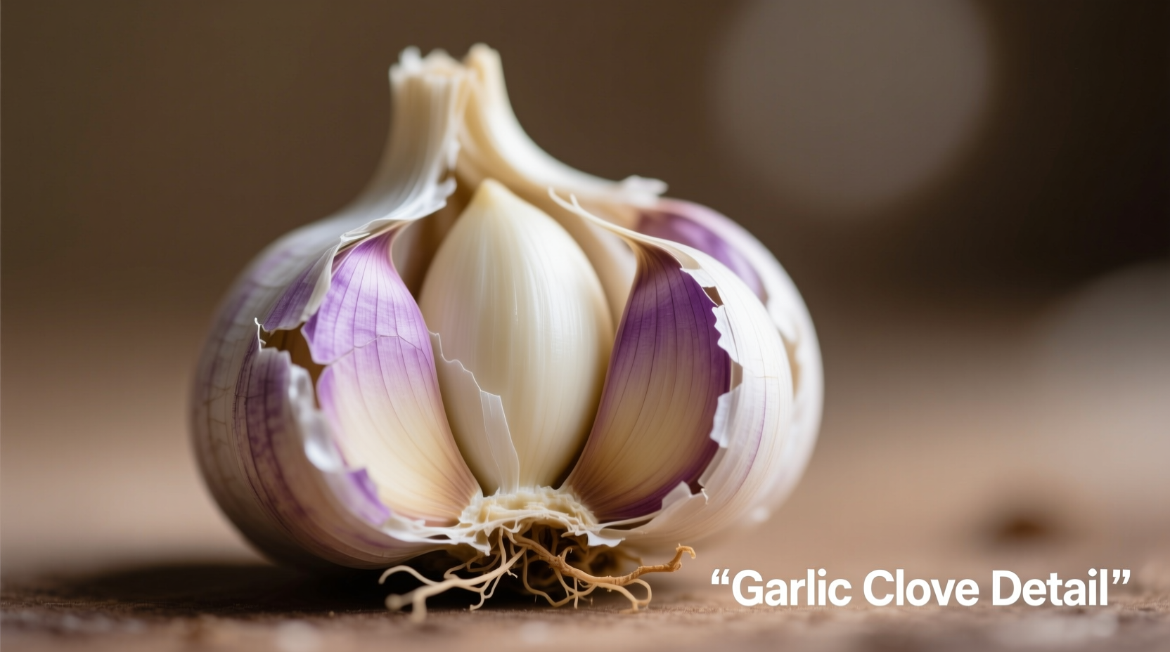 Close-up of garlic bulb showing individual cloves