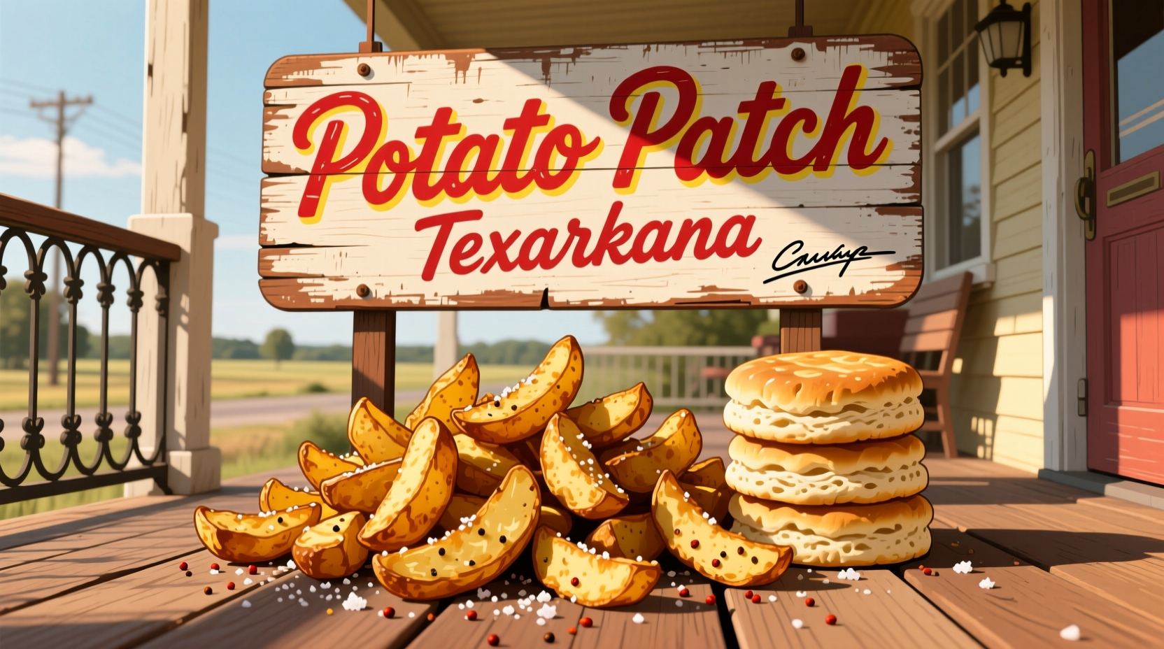 Potato Patch Texarkana signature fried potatoes and biscuits