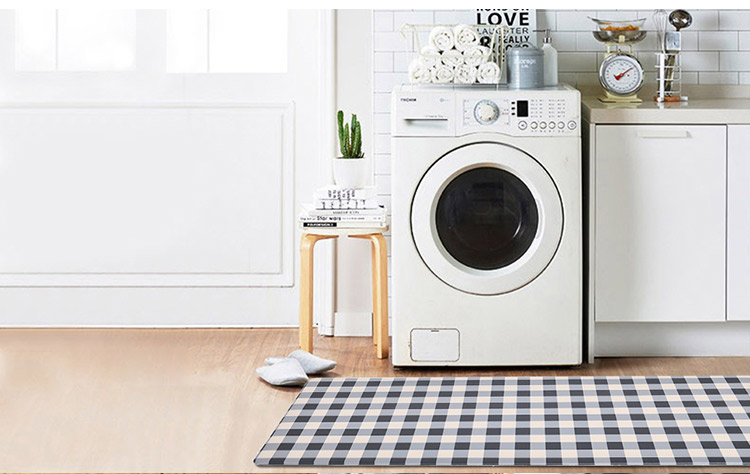 Shinnwa black and white check buffalo plaid mat waterproof pvc foam anti fatigue kitchen floor mat set for door