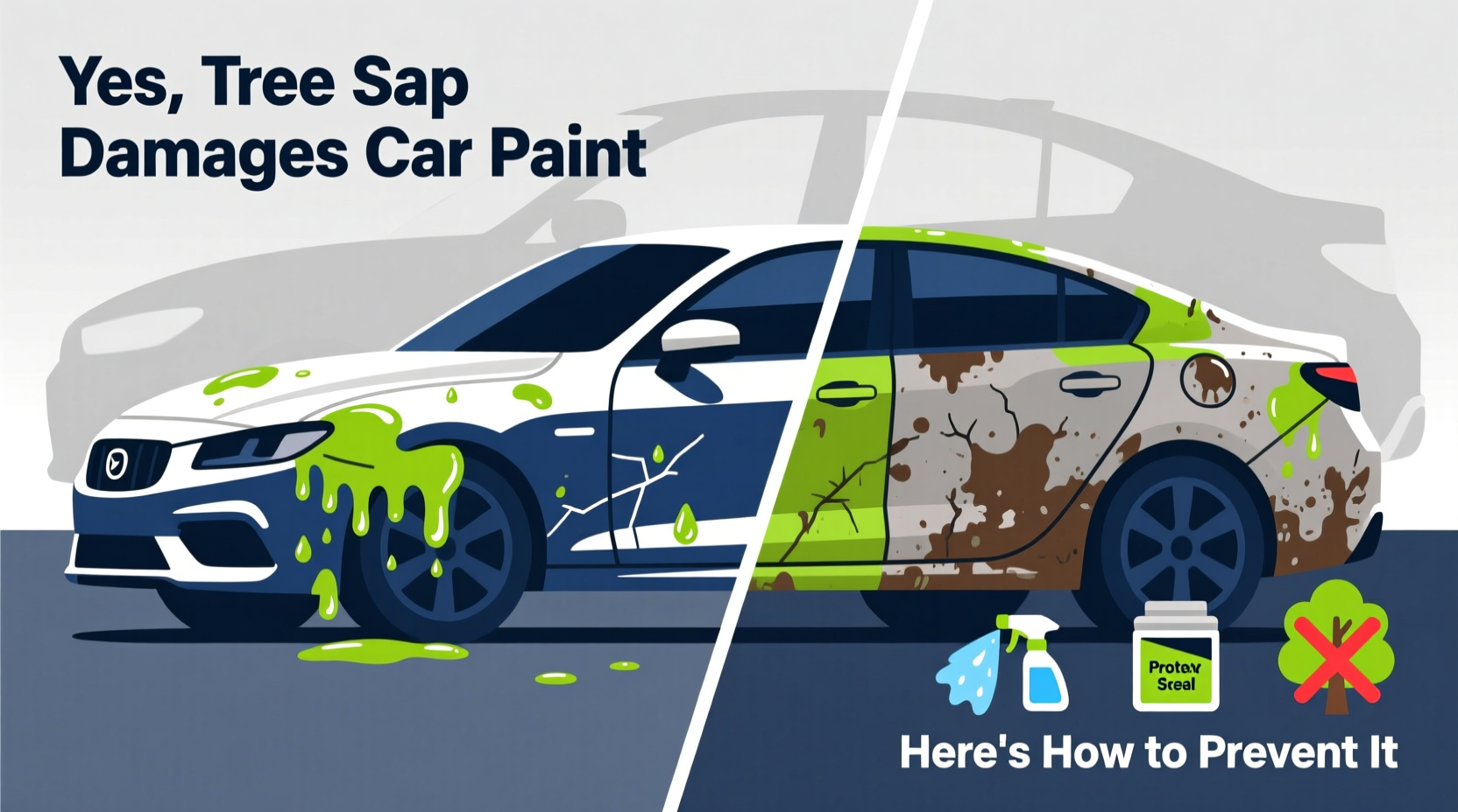 does tree sap damage car paint