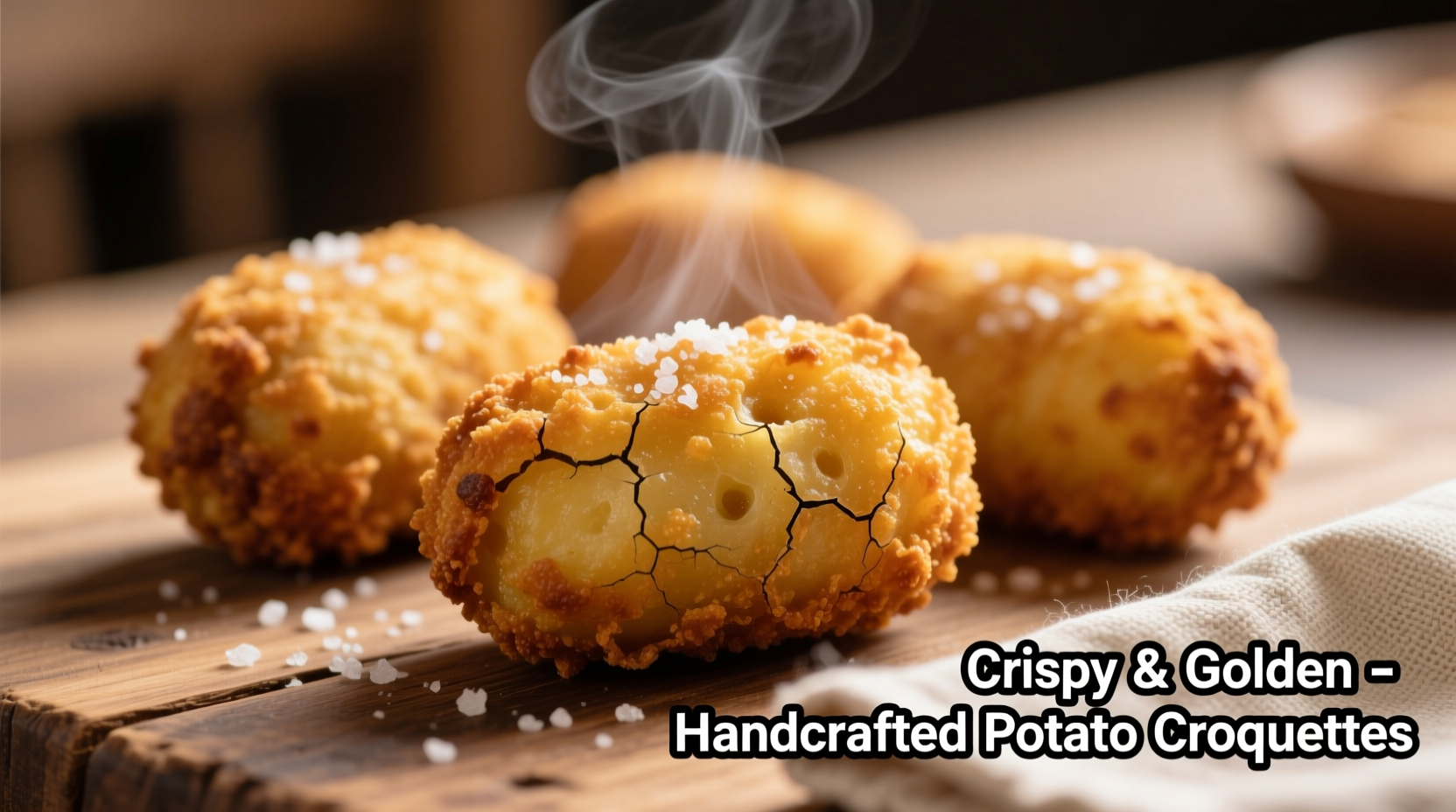 Golden brown potato croquettes with crispy exterior