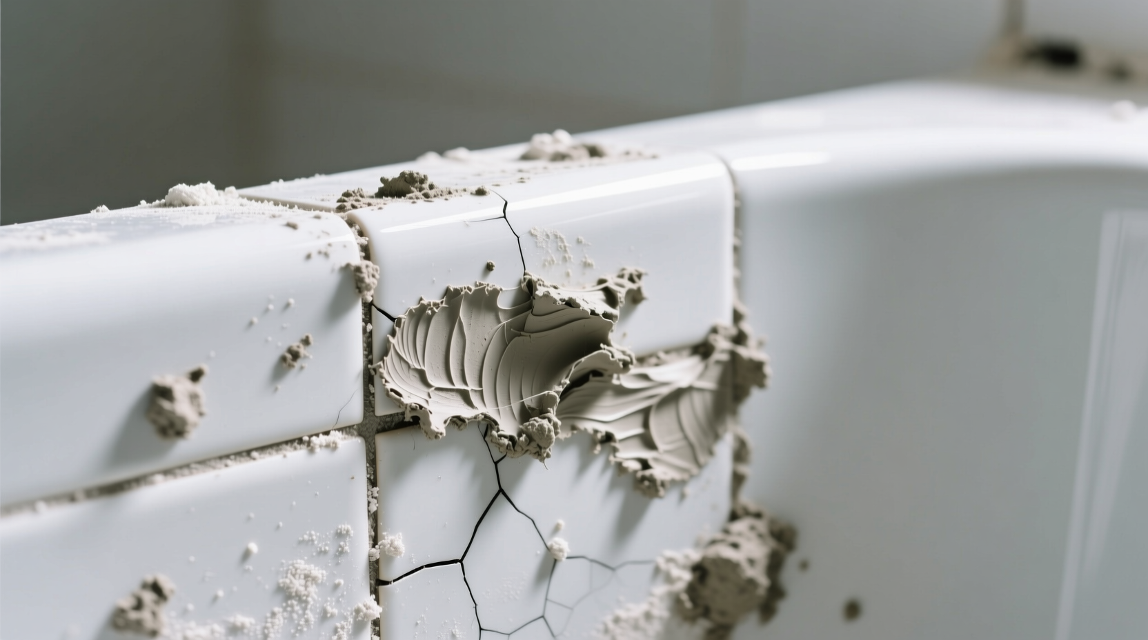 clean tile grout mortar and drywall mud from bathtub