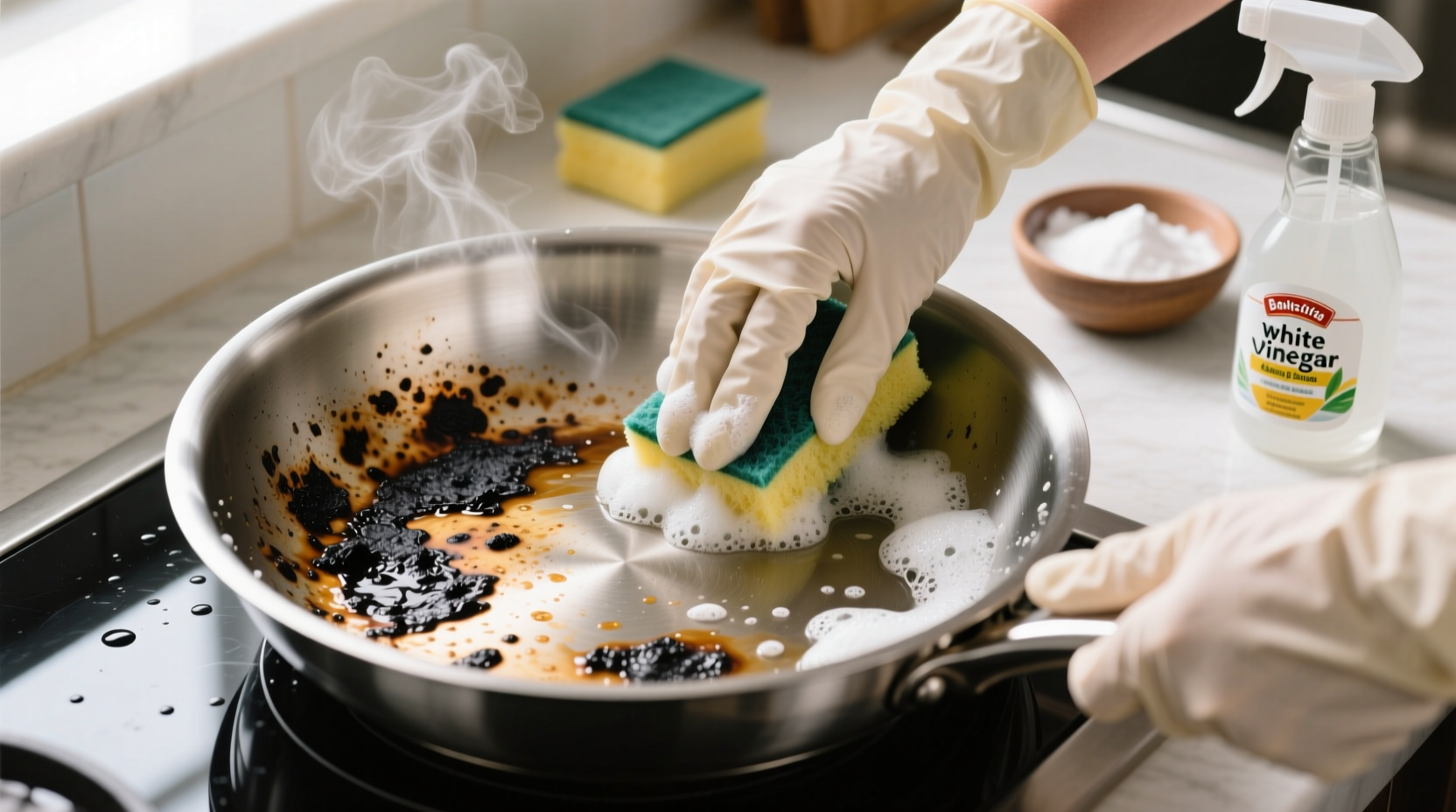 how to get rid of burnt food on pan