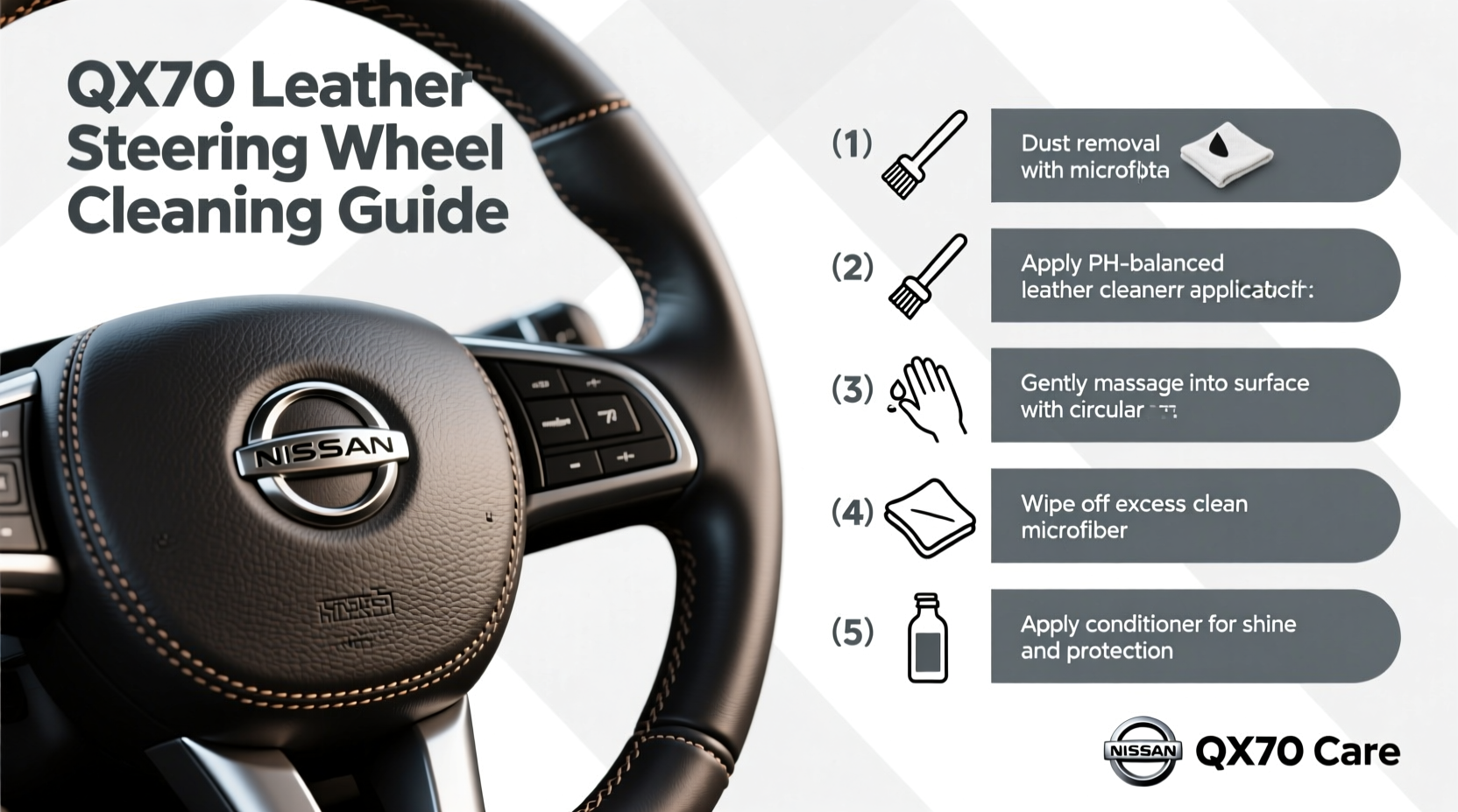 qx70 leather wheel cleaning
