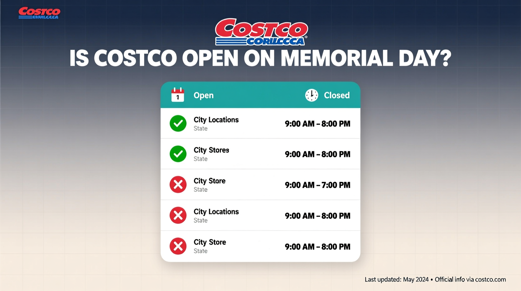 is costco open on memorial