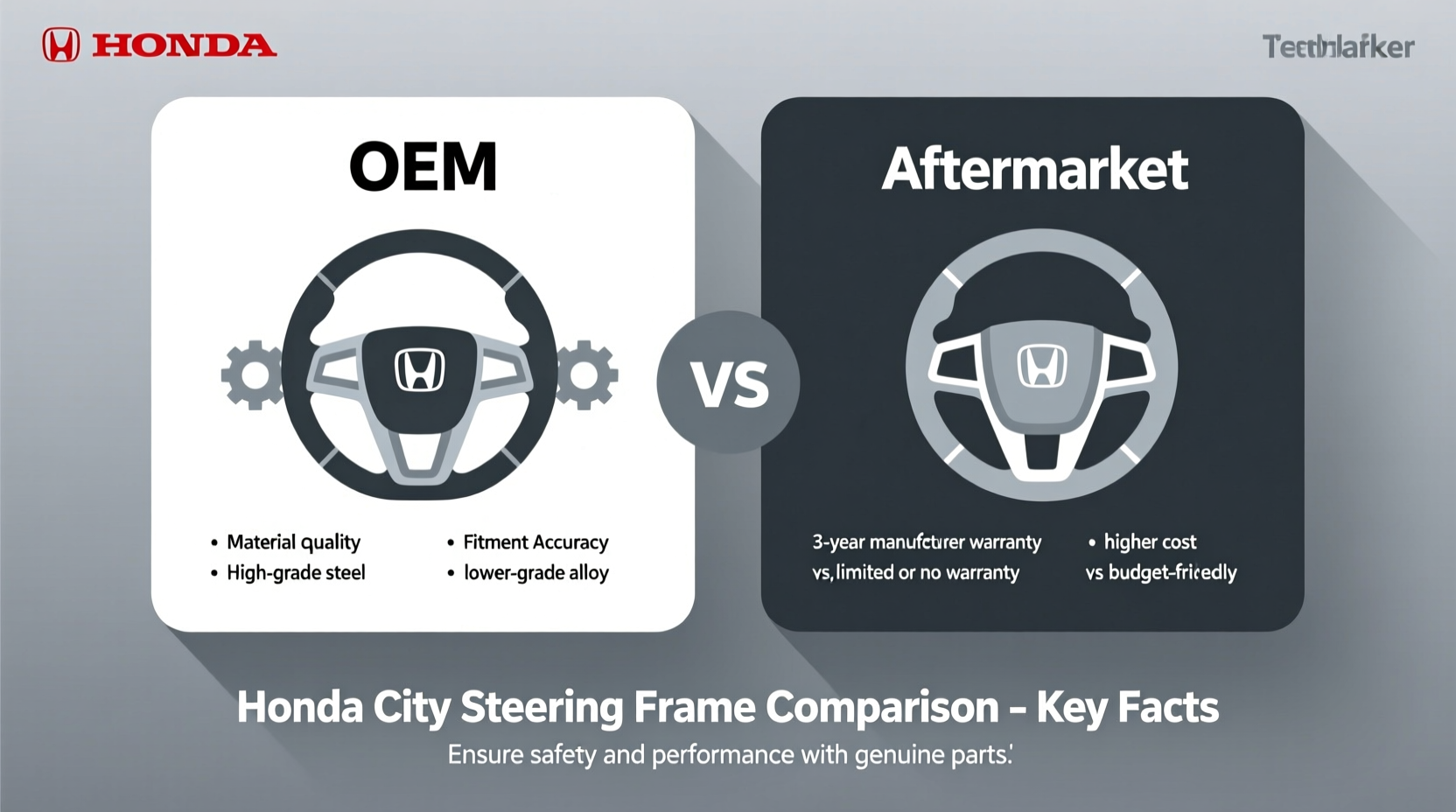 oem vs aftermarket honda city steering frame
