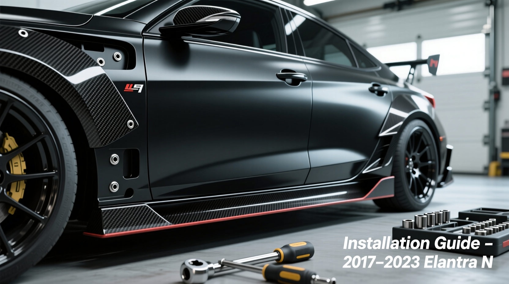 install carbon skirts elantra n