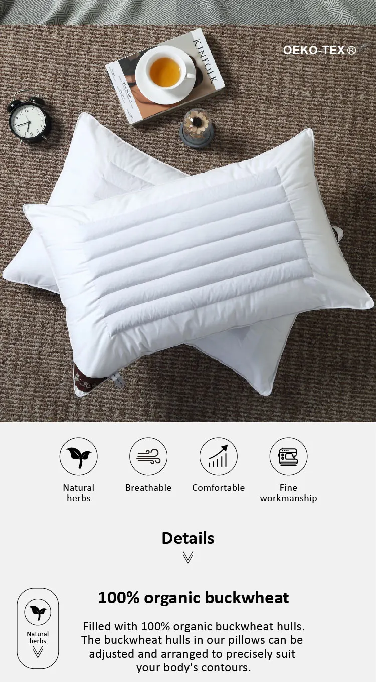 Hotelier OEKO-TEX 100 5 Star Luxury  Hotel Collection Resort Style King Sleeping Buckwheat Pillow  Insert For Hotel