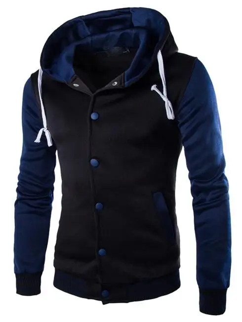 New hooded baseball shirt men's coat eight-color slim cardigan short brushed sweater T-shirt jacket