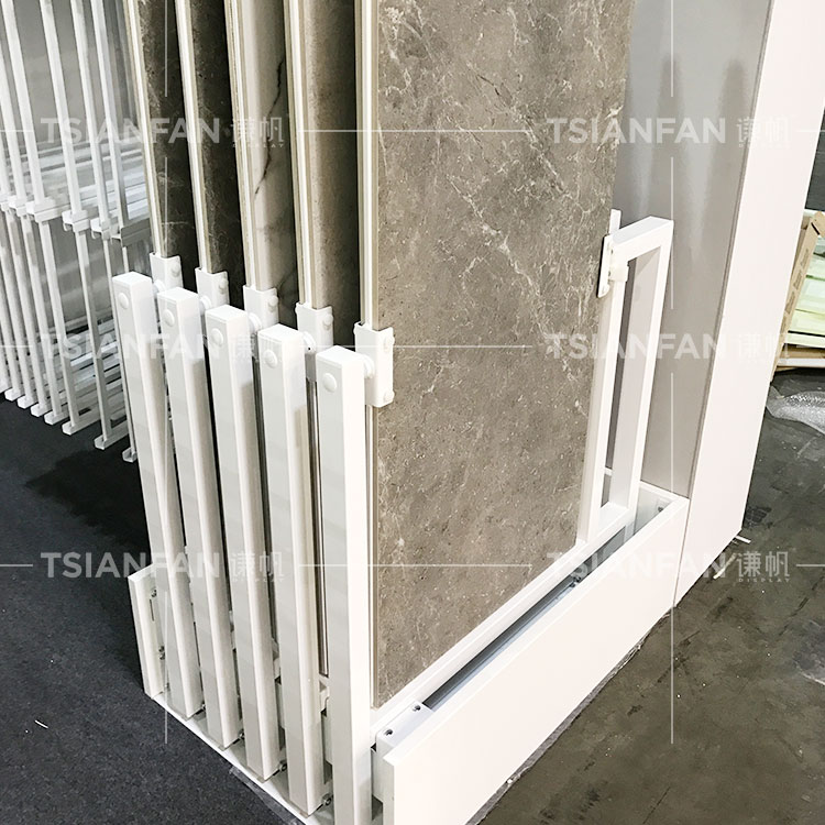 Modern Iron Sliding Granite Marble Frame Push-Pull Tile Displays Panel Pull Out Exhibit Show Ceramic Stone Display Rack Stand