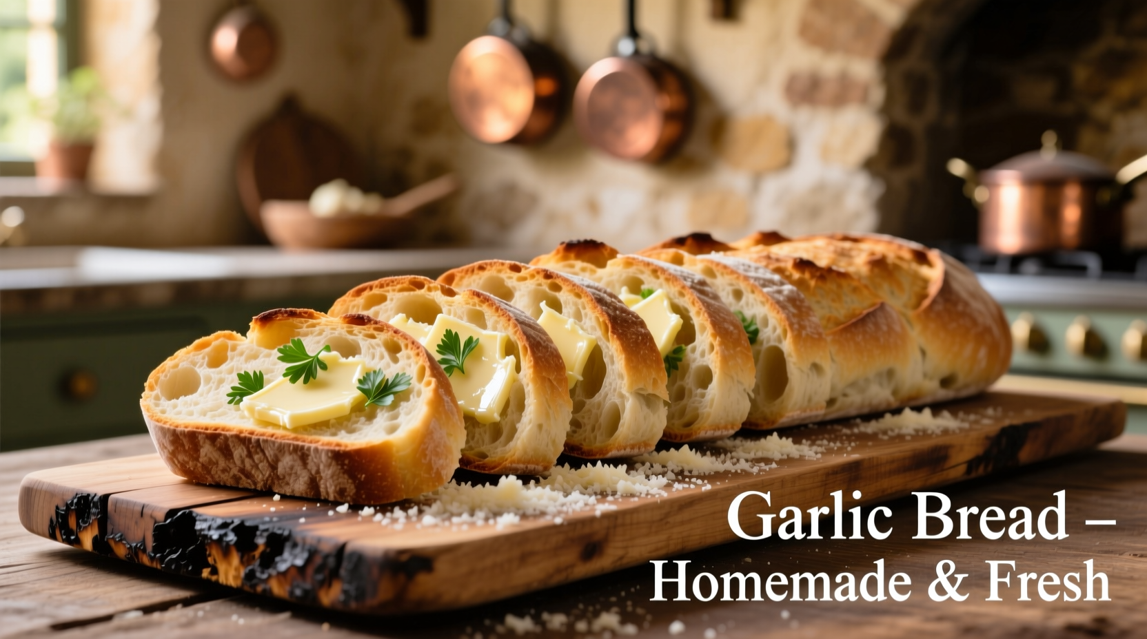garlic bread made with sliced bread