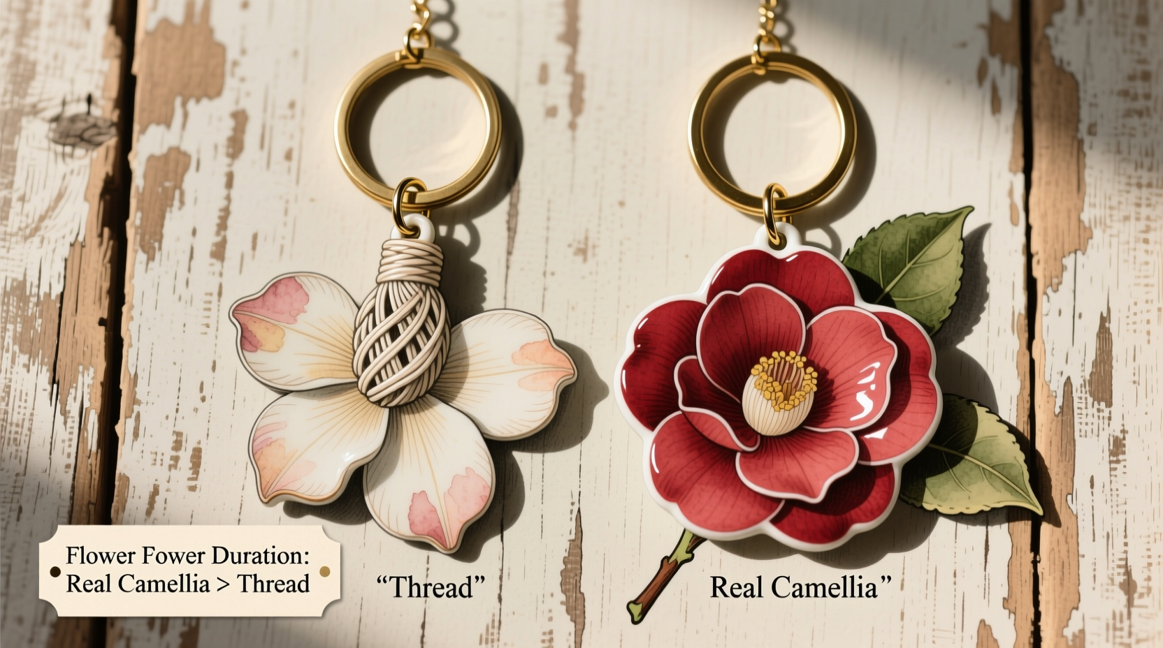 thread vs real camellia keychains which flower power lasts longer
