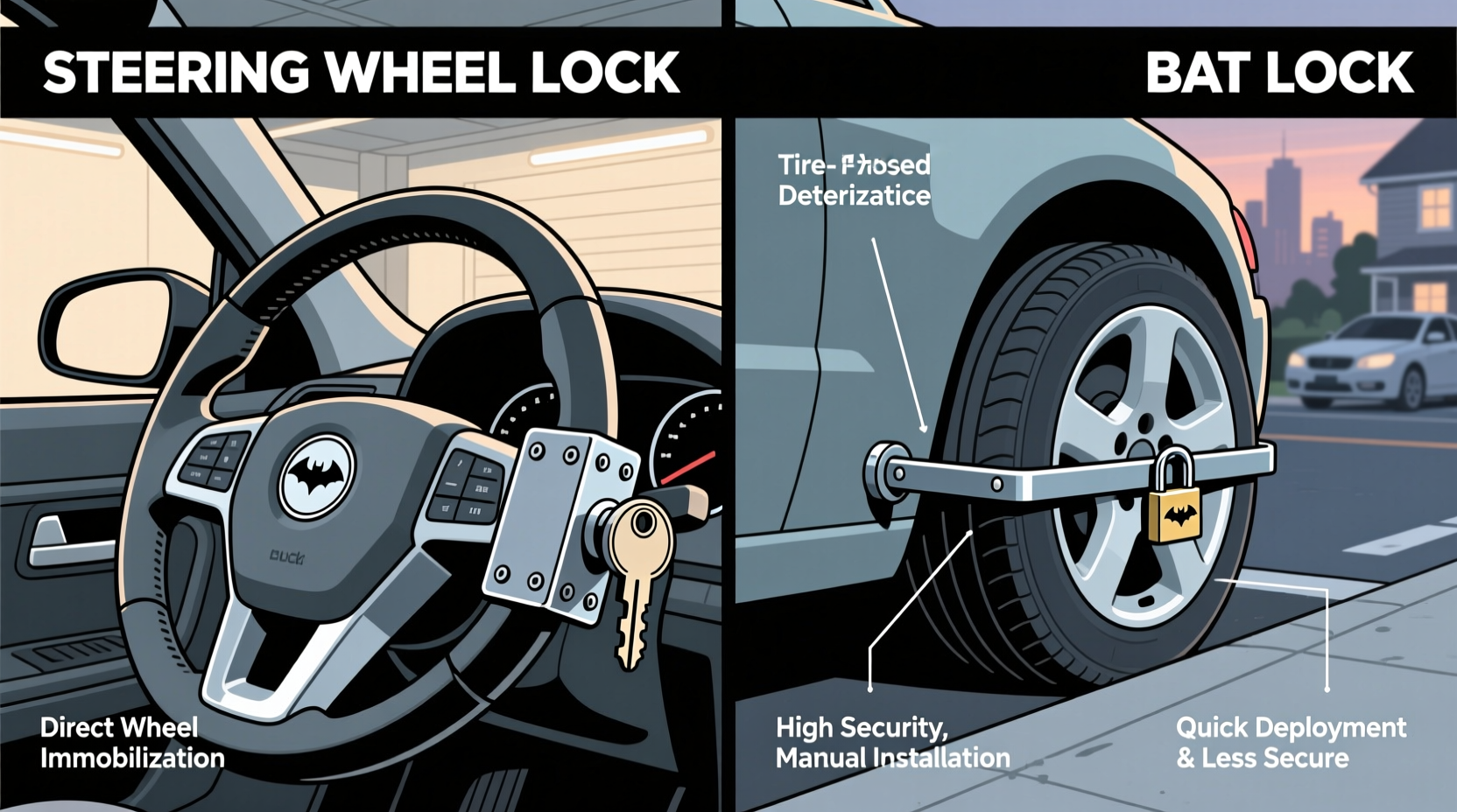 steering wheel lock vs bat lock