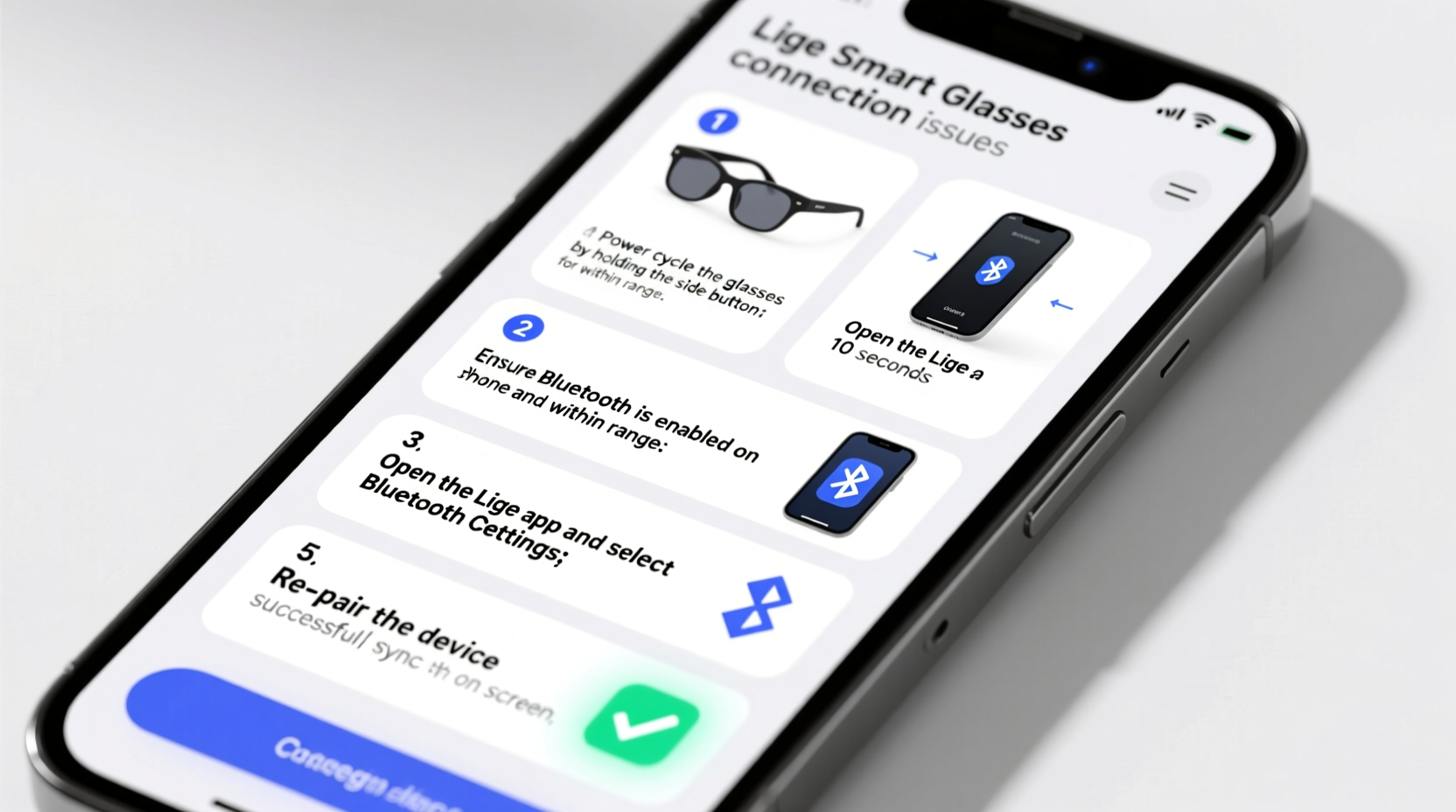 step by step solutions to fix lige smart glasses connection problems easily