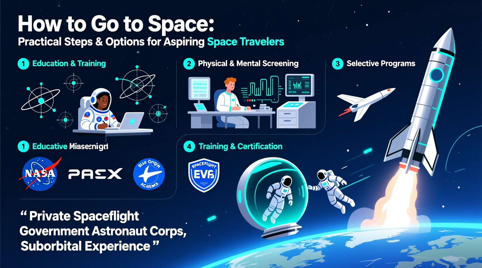 how to go to space practical steps and options for aspiring space travelers