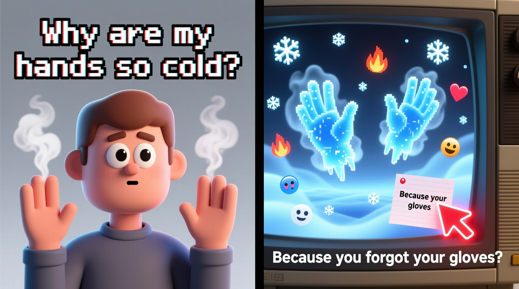 tell me why your hands are cold meme origin explanations