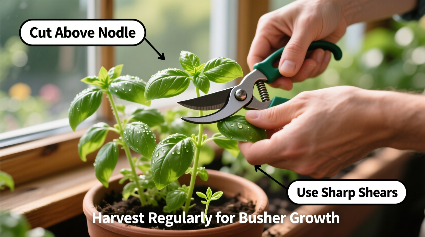 how to cut basil leaves from plant