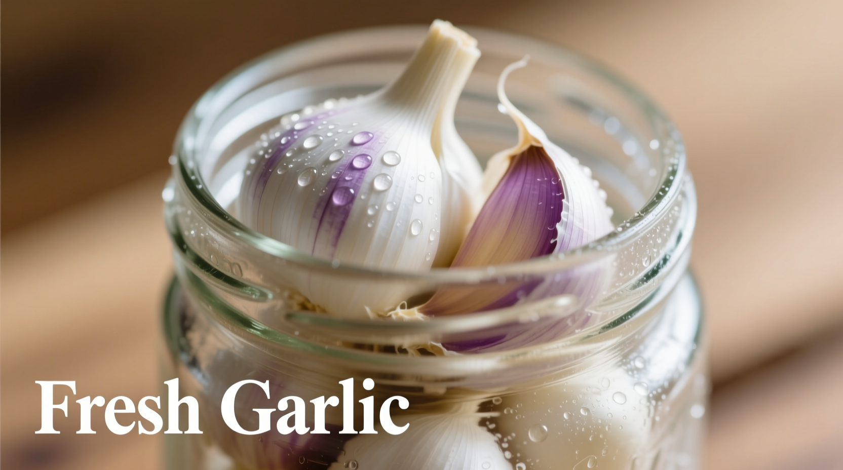 Garlic cloves shaking in glass mason jar
