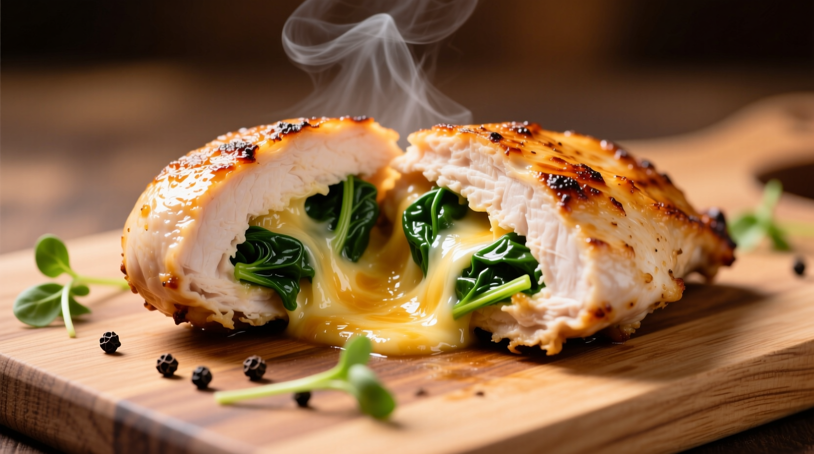Perfectly cooked spinach and cheese stuffed chicken