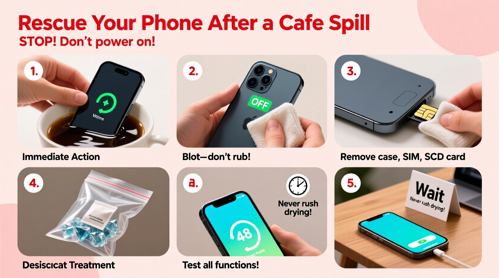 effective steps to clean and rescue your cell phone after dropping it in a cafe spill