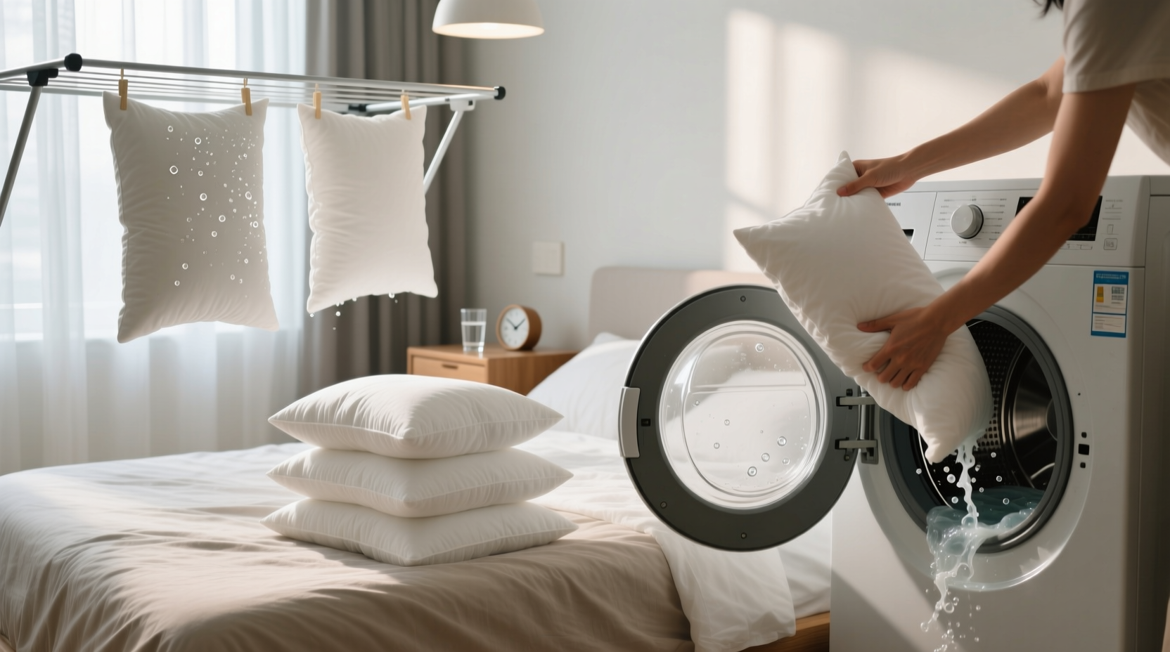 how to launder pillows