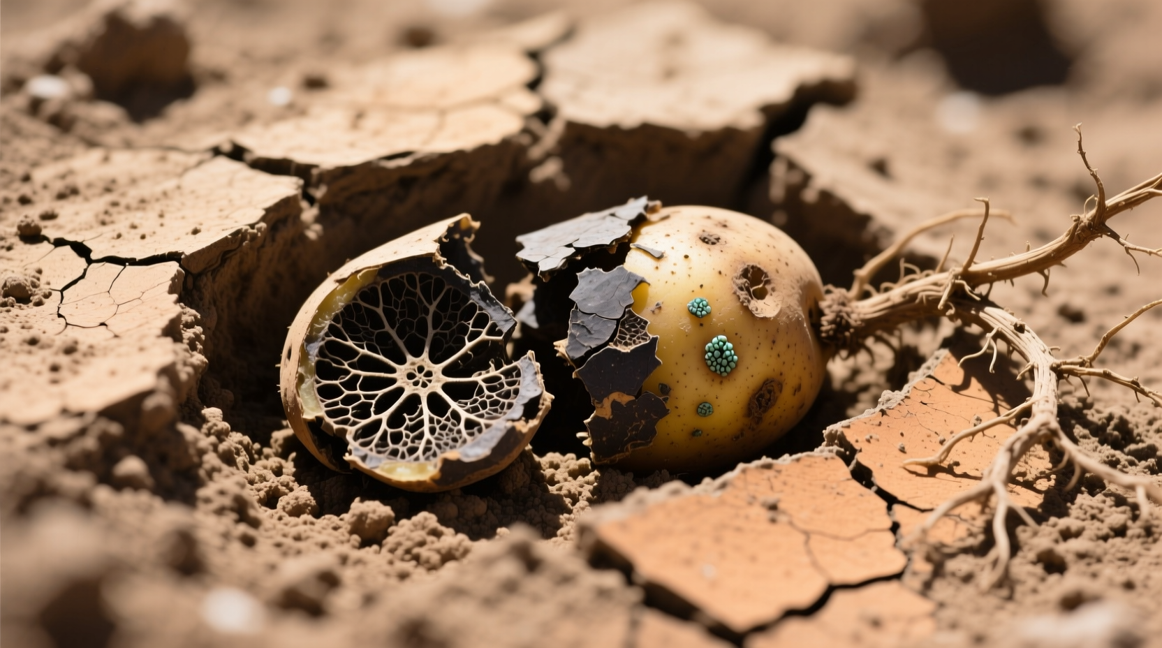 Archaeological potato remains in soil sample