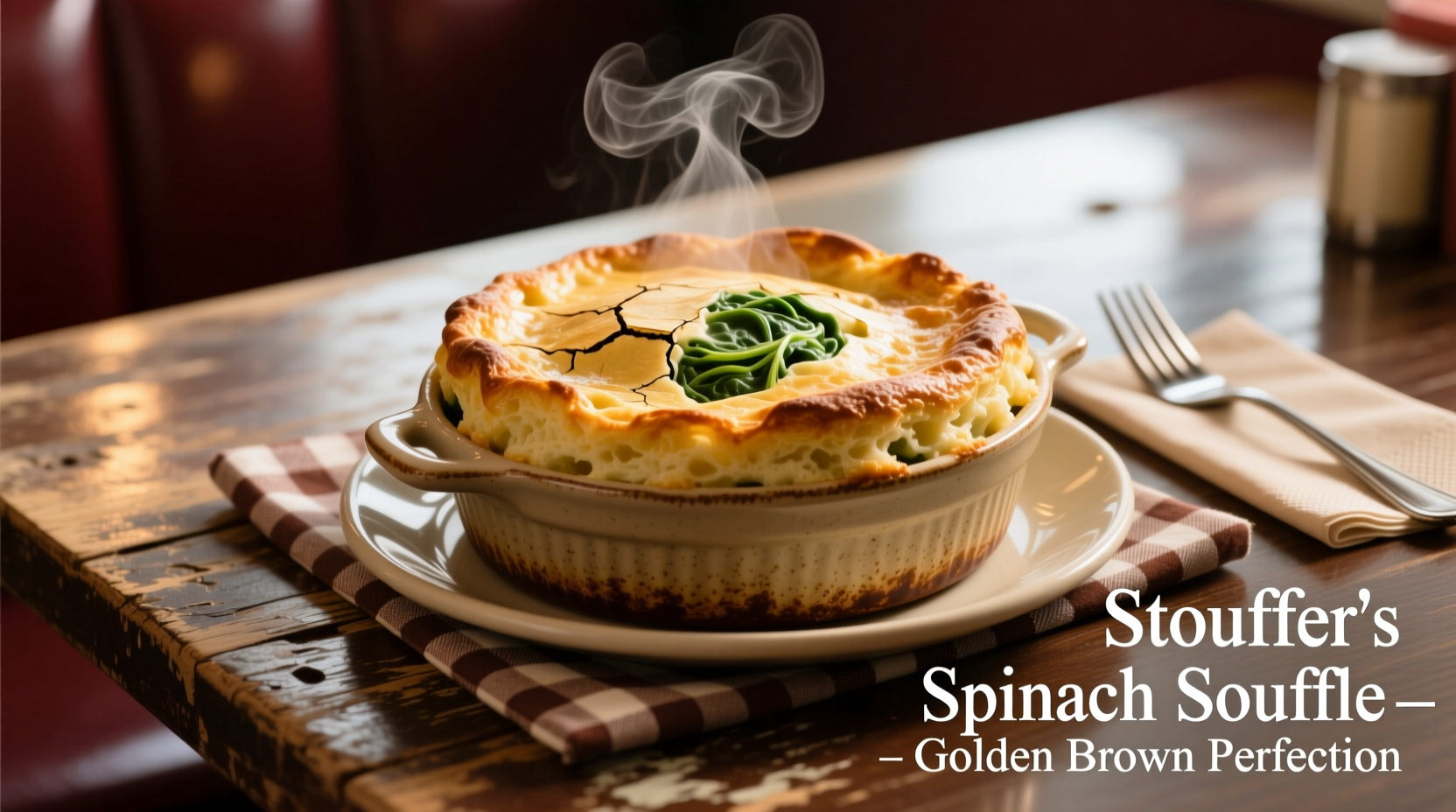 Stouffer's spinach souffle golden brown serving