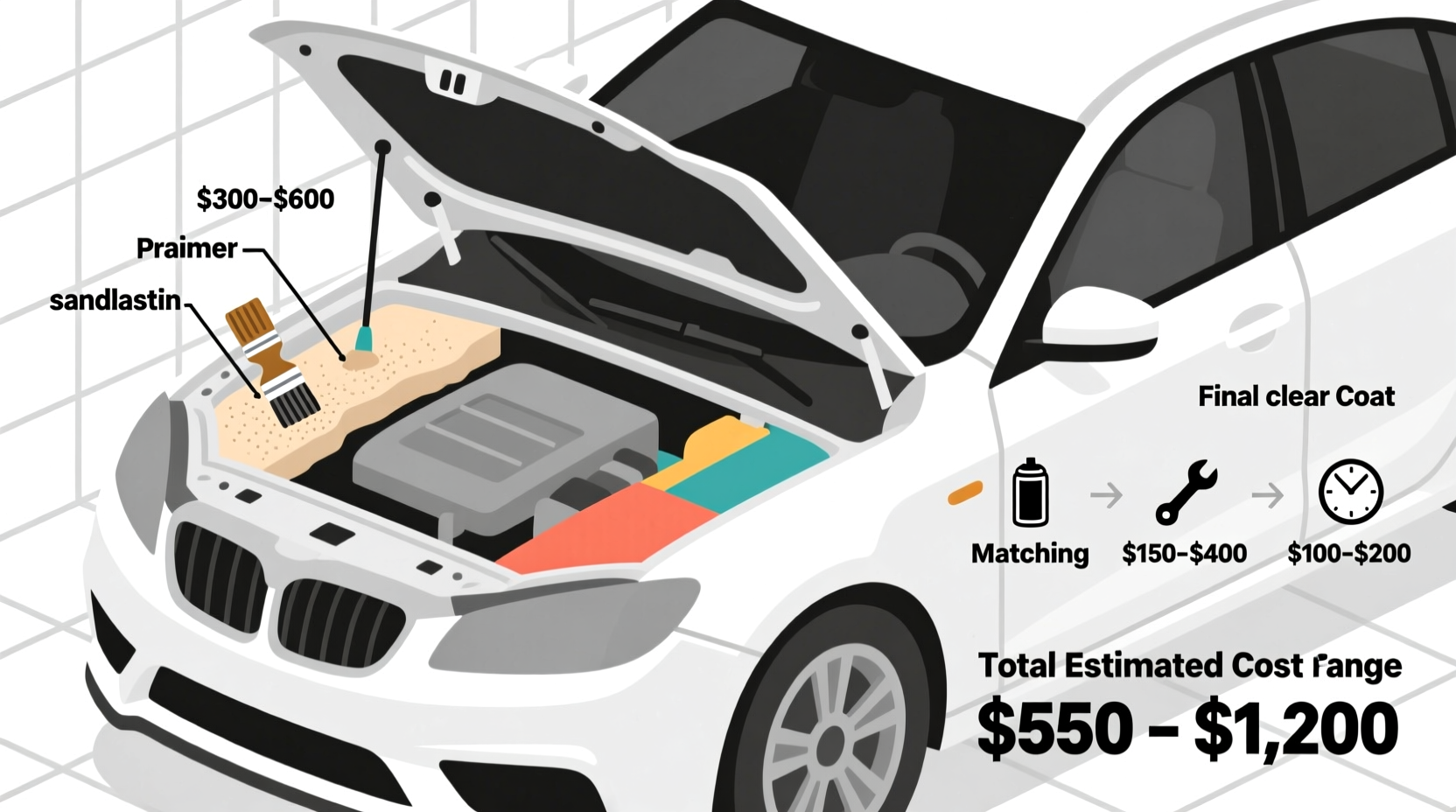 how much does it cost to repaint a car hood