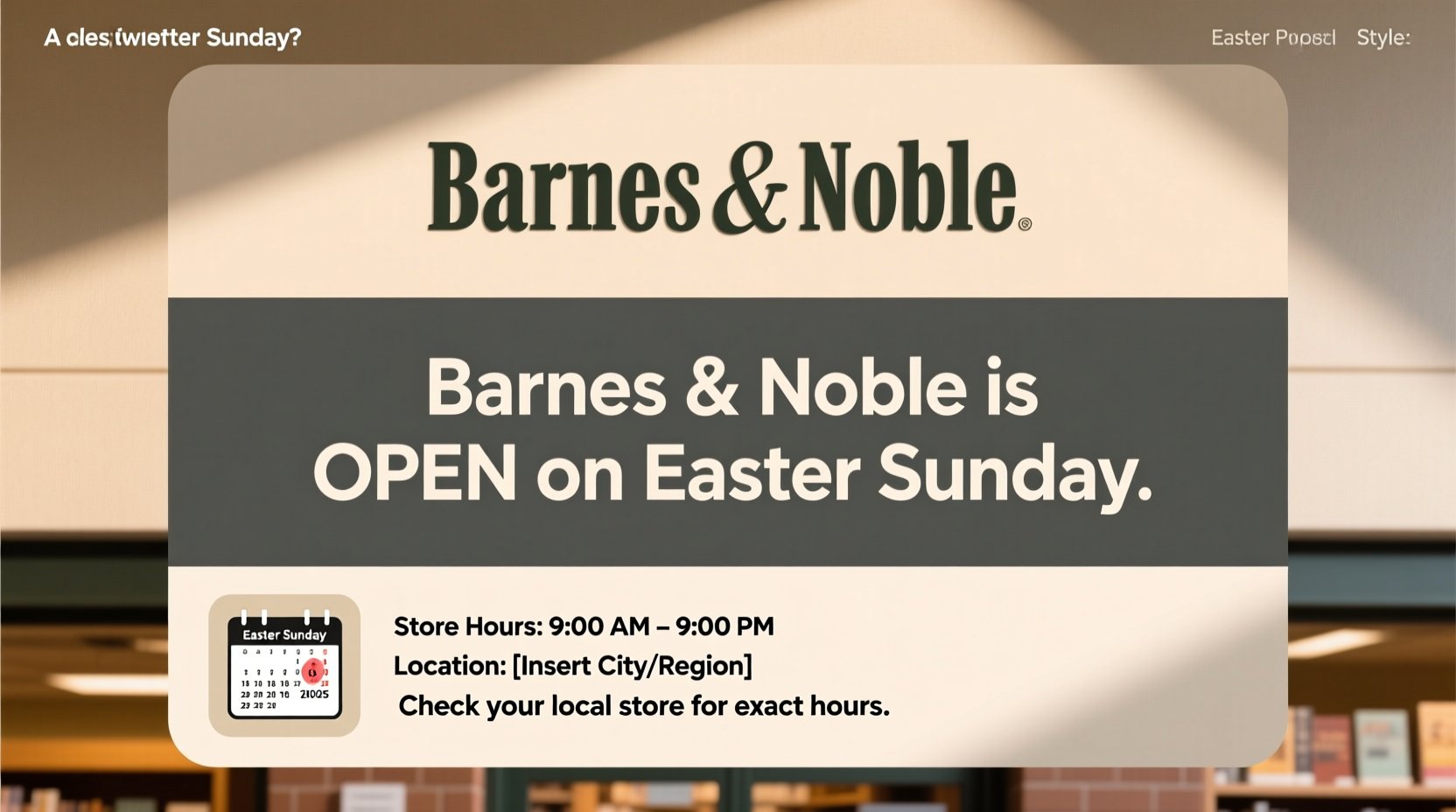 is barnes and noble open on easter sunday