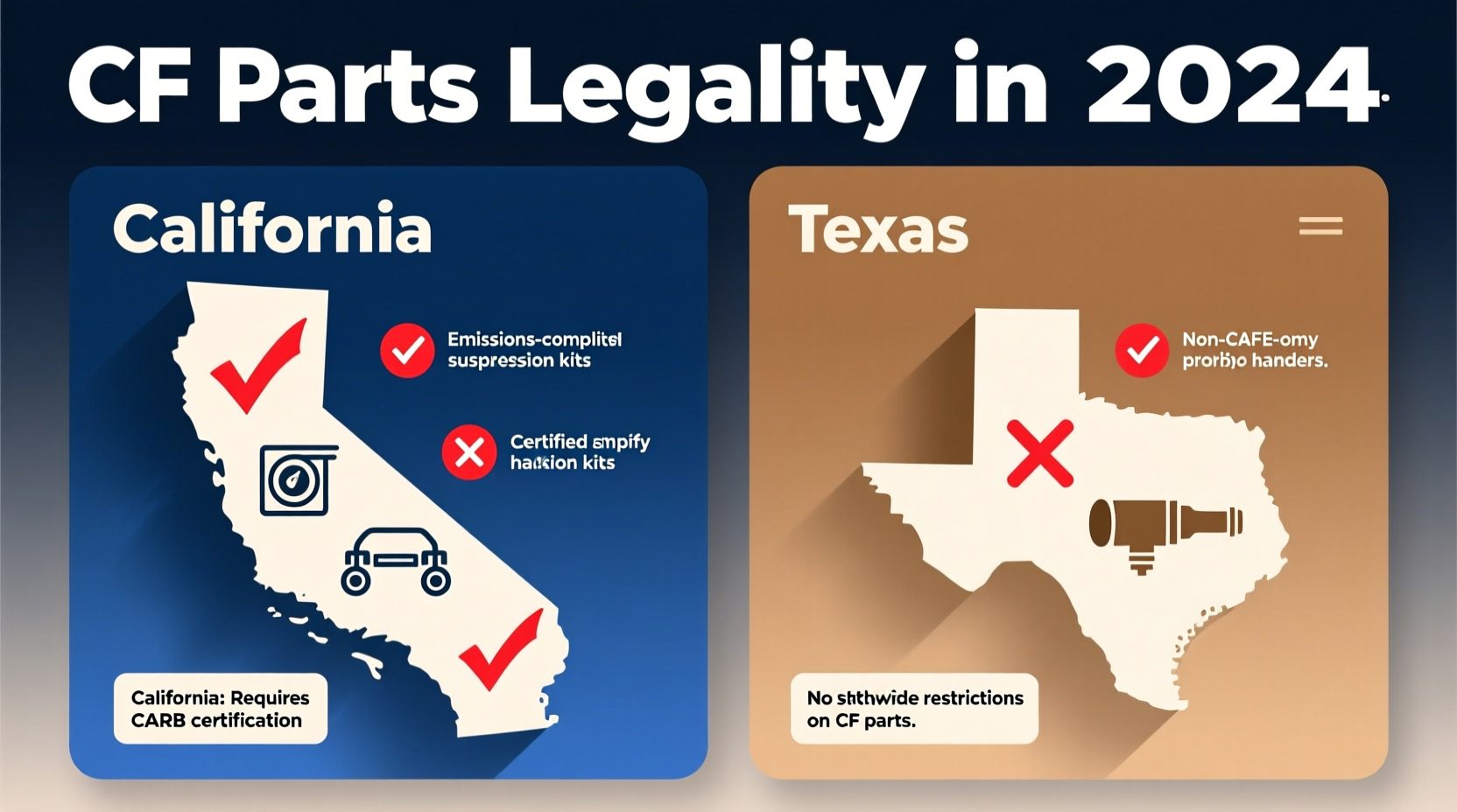 cf parts legality california texas