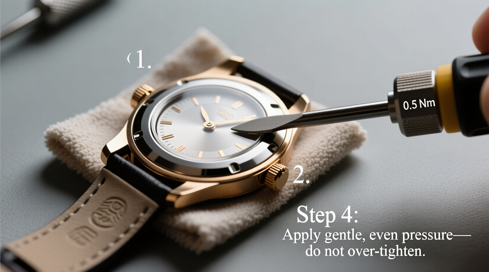 step by step guide how to securely put the back on a watch without damaging it