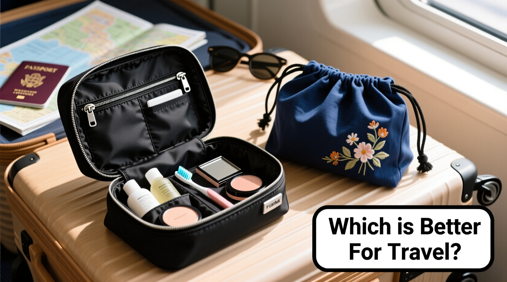 zipper toiletry bag vs drawstring makeup bag which is actually better for travel