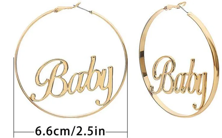 Cheap Jewelry Custom Personalised Name Alloy Hoop Large Gold Earring