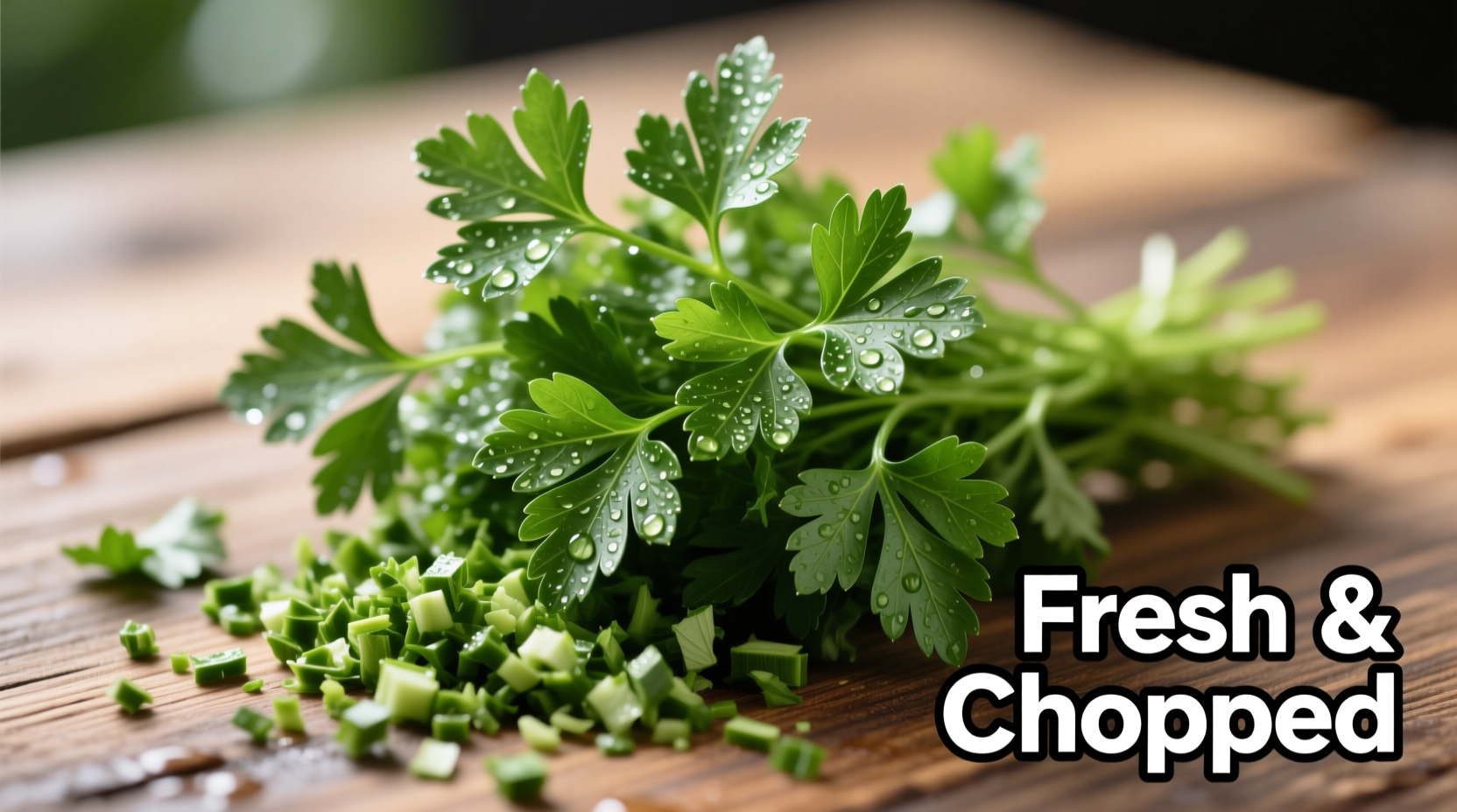 Fresh parsley bunch with chopped leaves