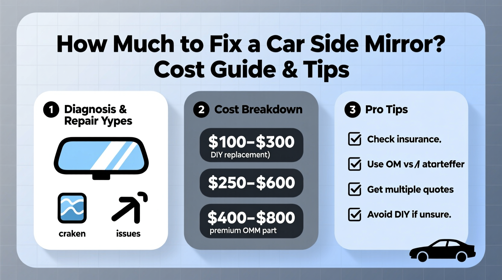 how much to fix side mirror on car