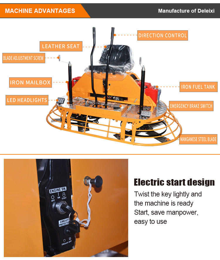 High Quality Remote Control Concrete Cement Mortar Stick Trowel Smoothing Machine Gasoline Road Polishing Machine