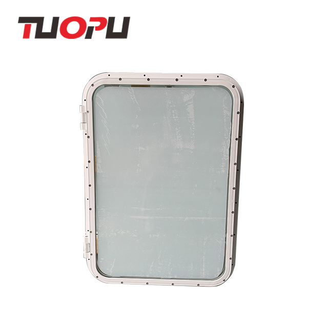 Hublot De Bateau Rectangulaire 400x200mm – Verre Trempé 4mm, ABS Noir Et Inox 316