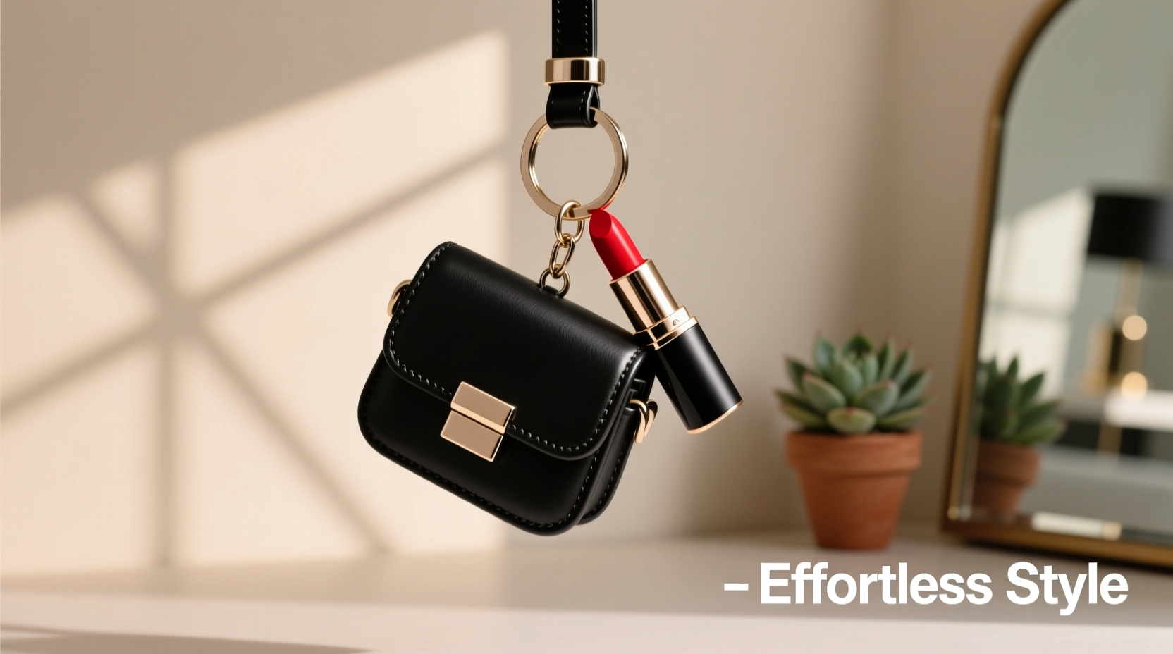 effortless style using a mini bag keychain to keep your lipstick handy and organized