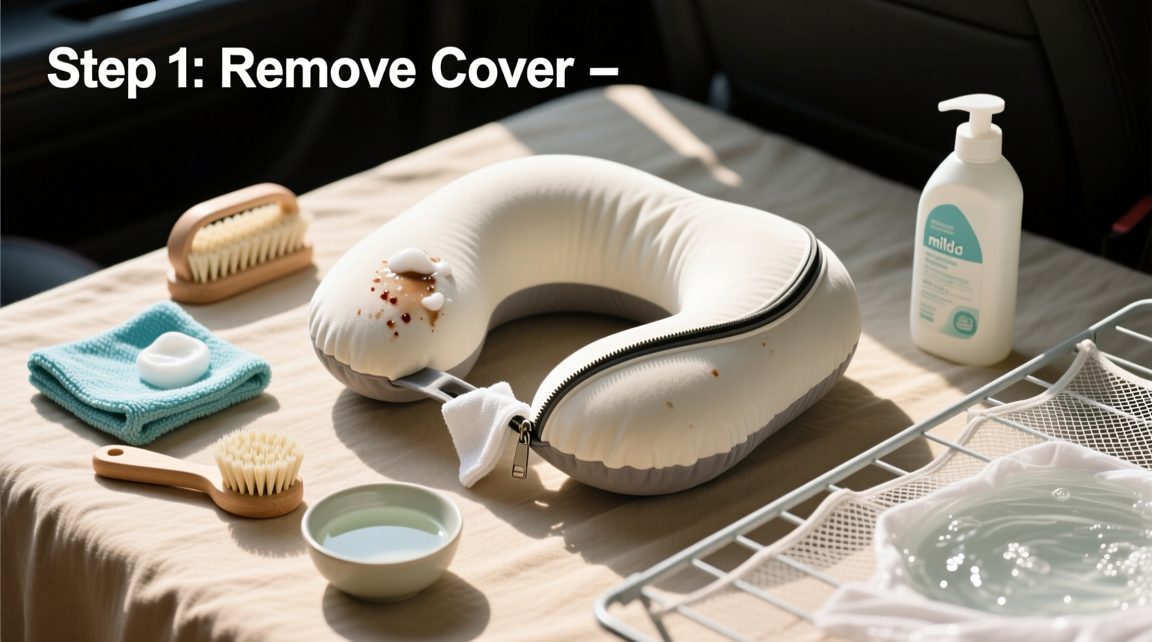 step by step guide to safely clean and refresh your detachable car neck pillow