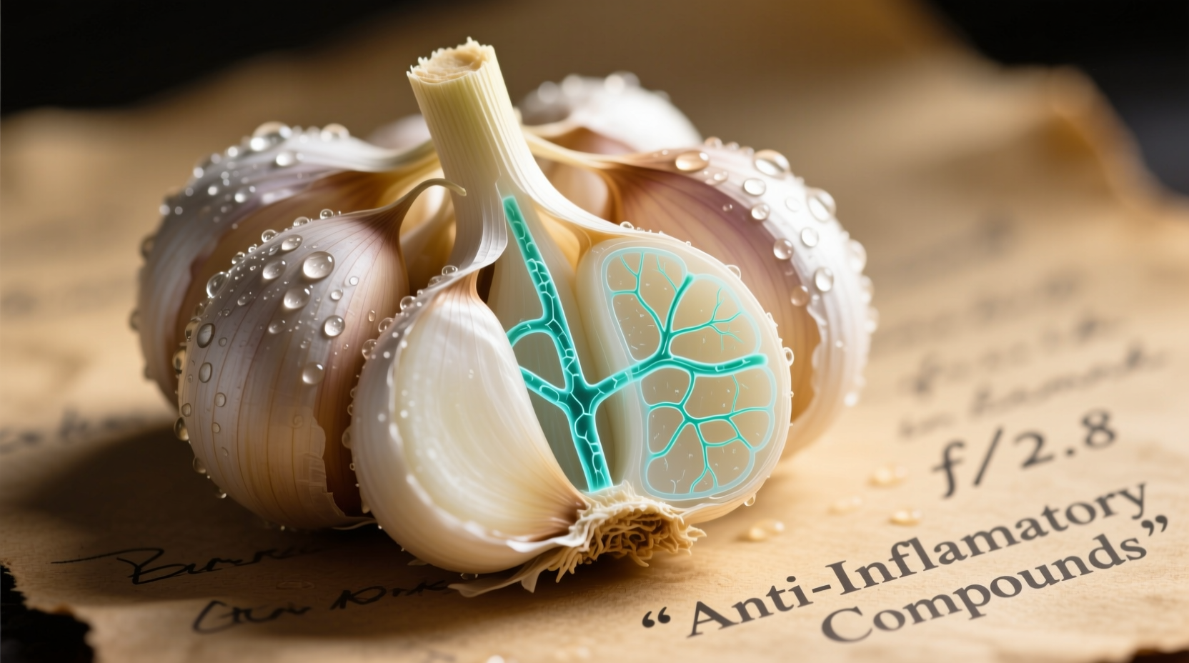 Fresh garlic cloves showing anti-inflammatory compounds