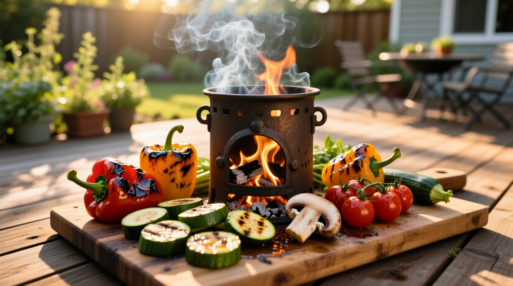 grilling vegetables using chimney starter