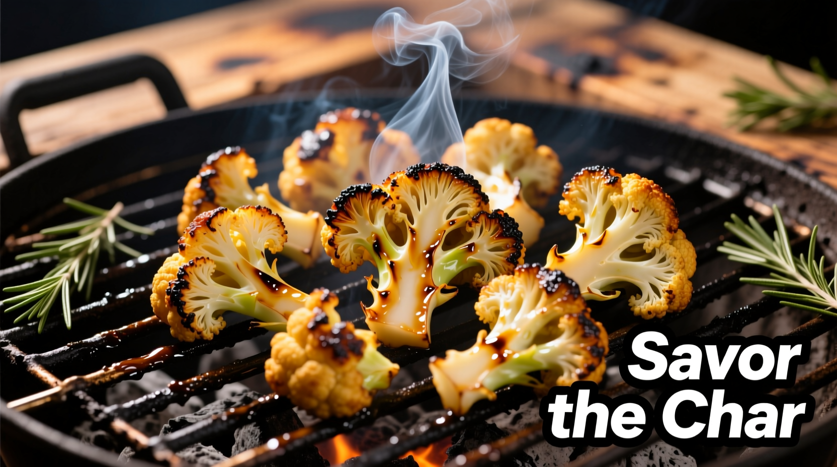 Crispy BBQ cauliflower on grill