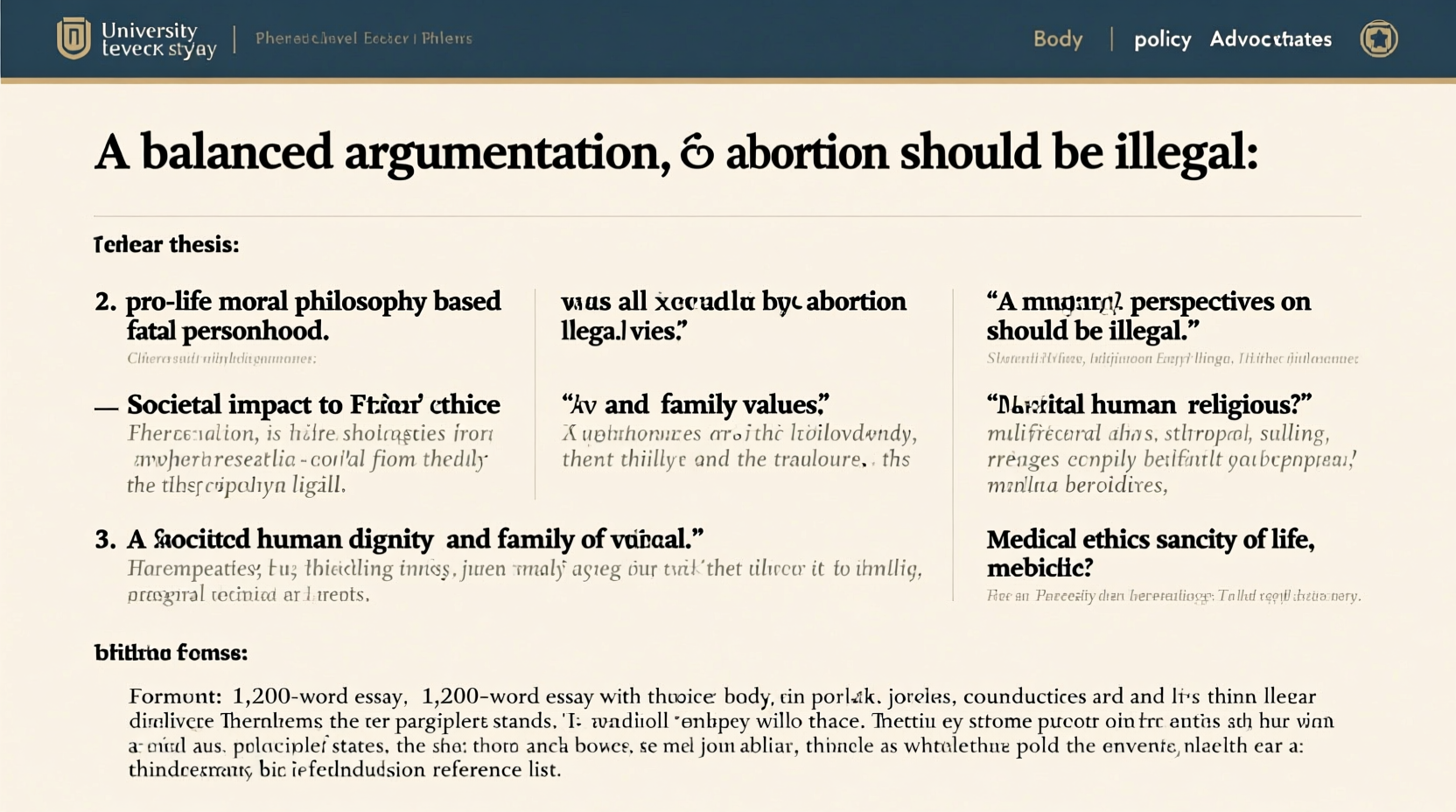 why abortion should be illegal essay arguments perspectives