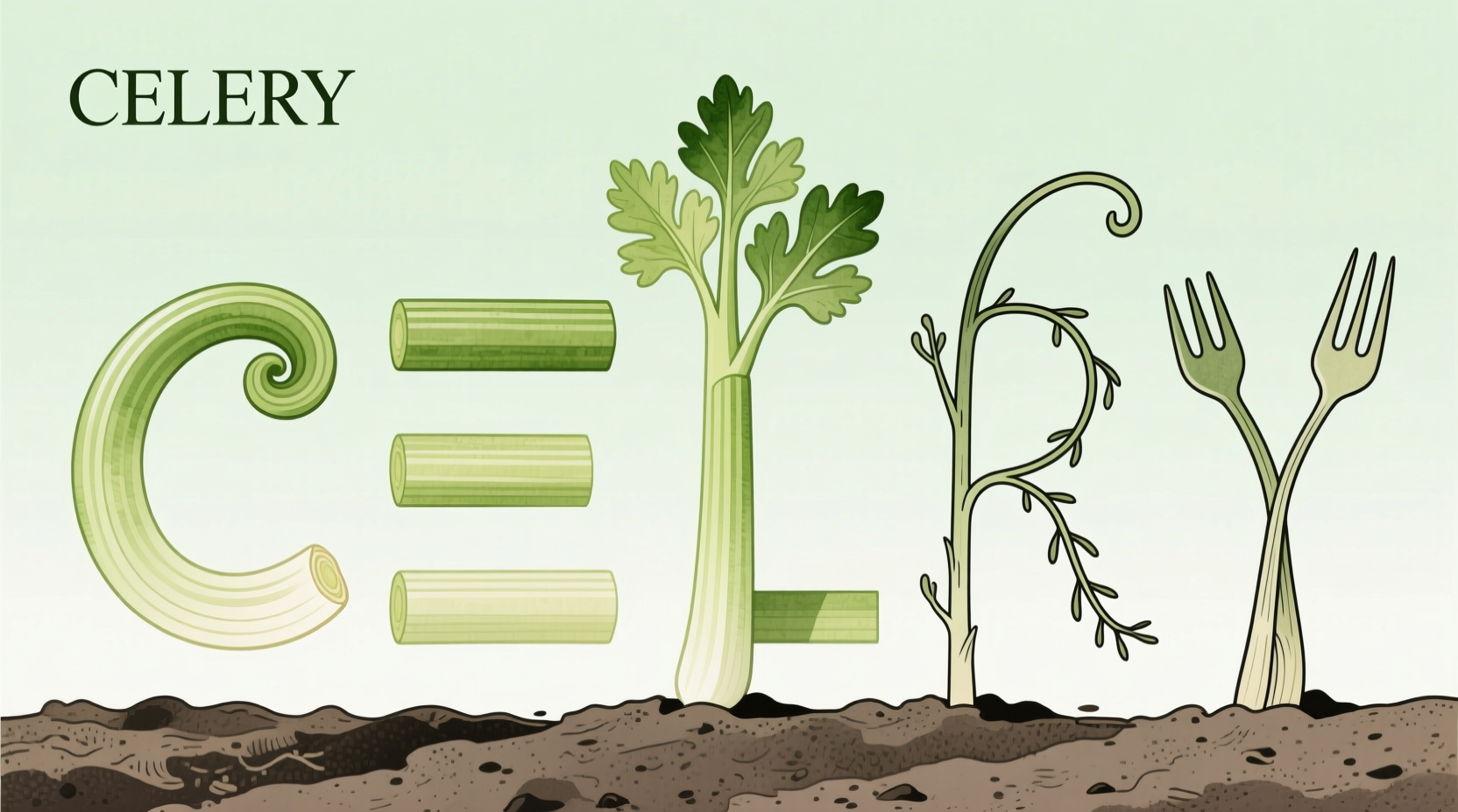 Spelling of celery word with vegetable illustration